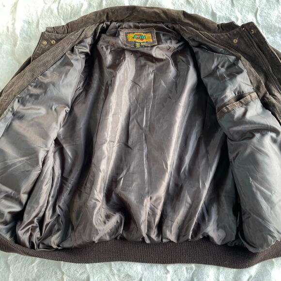 🔥VTG Global Identity G III Suede Bomber Jacket Rusty Brown Moto Utility XXL - Picture 4 of 15